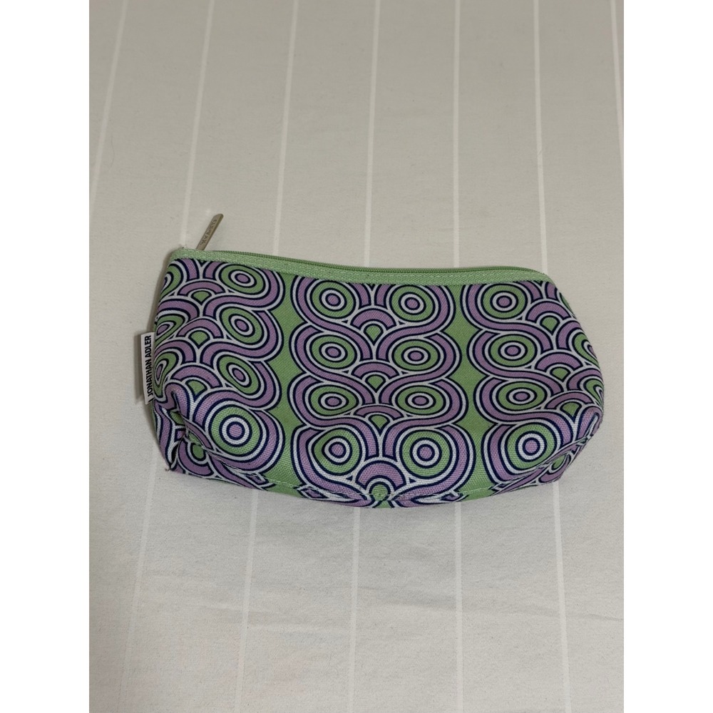 Jonathan Adler Clinique Makeup Bag Green Purple Geometric Swirl Zipper Pouch